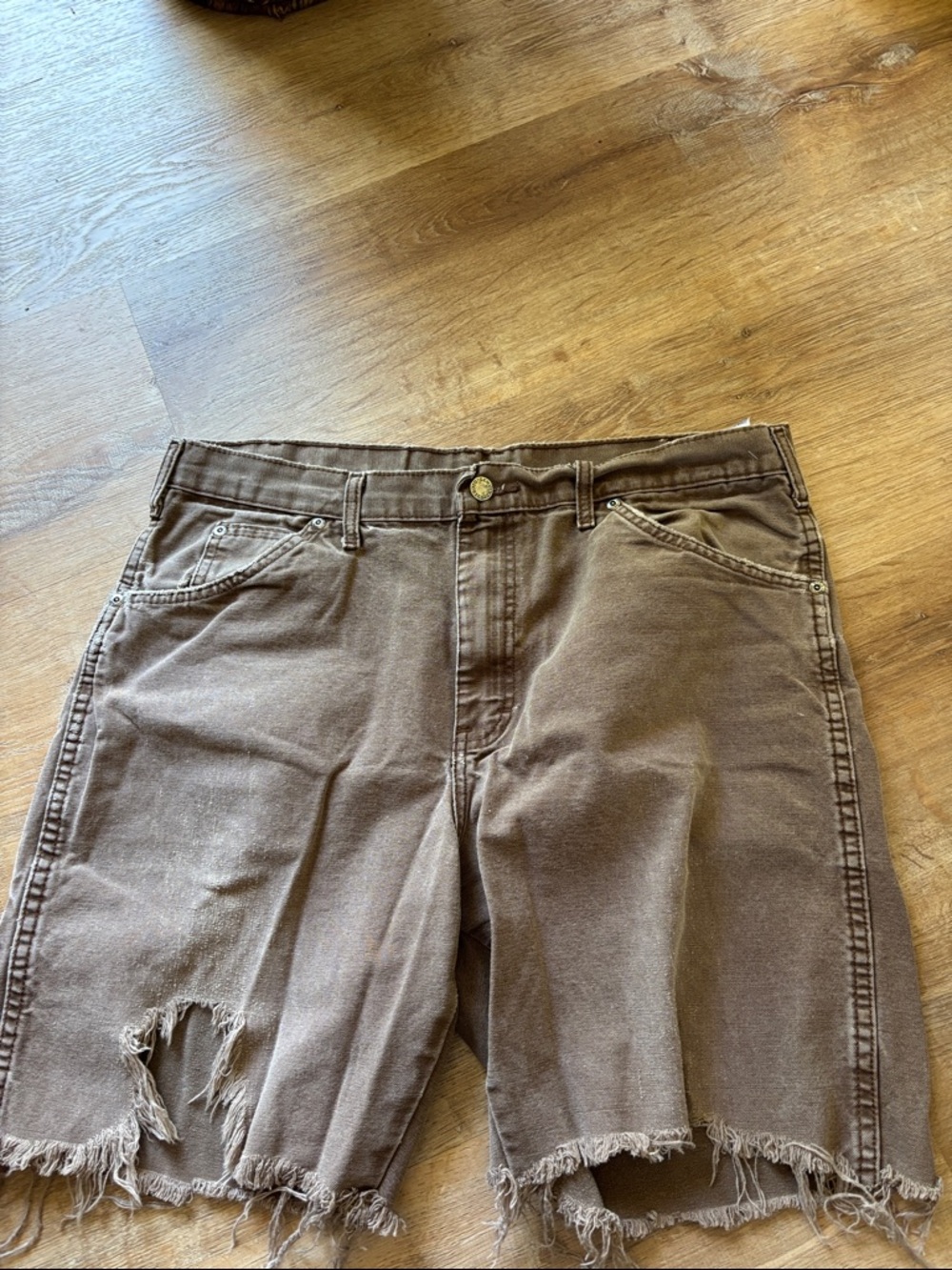 Distressed Brown Denim Cutoff Shorts Dickies 34x32